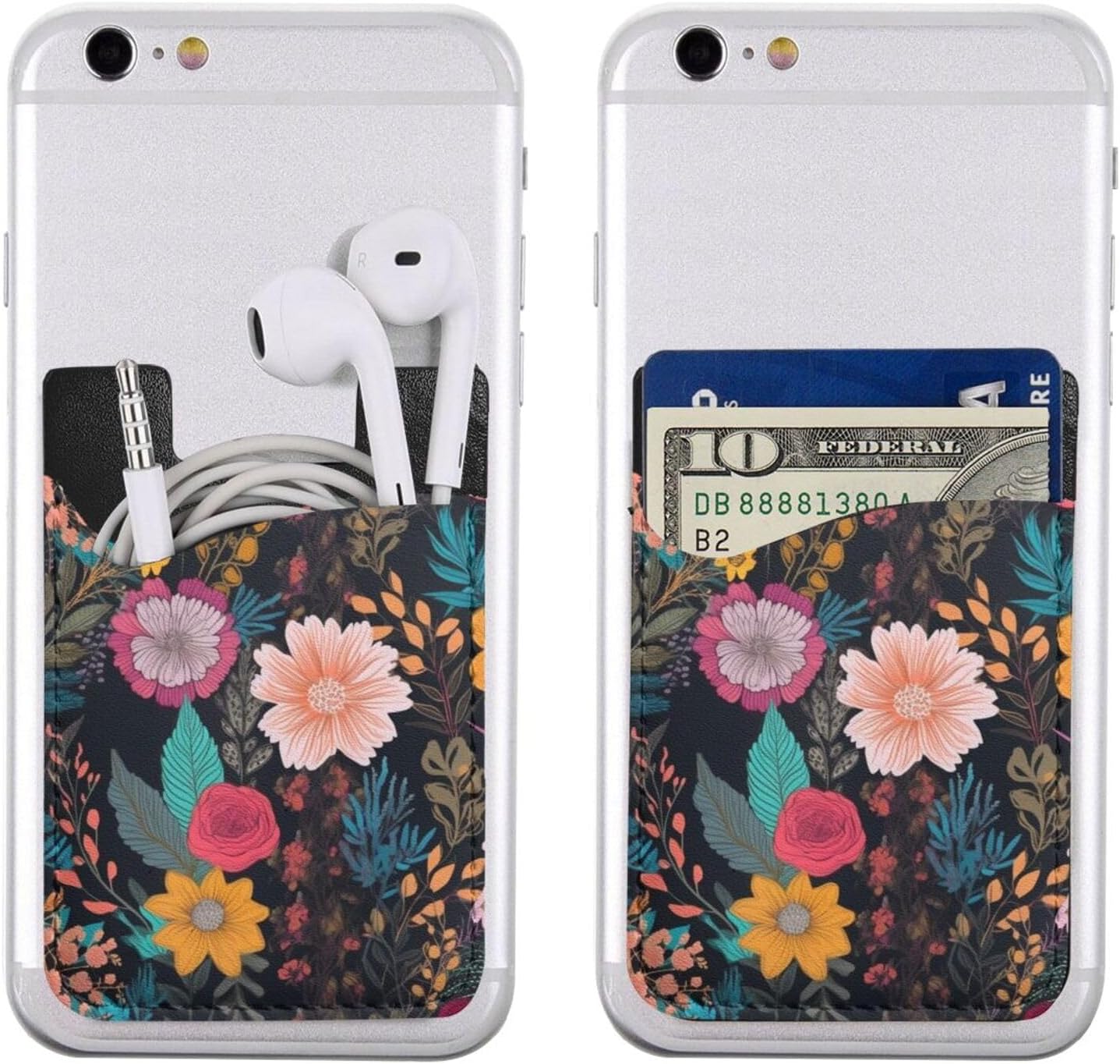 Colorful Boho Floral Phone Card Holder Leather Slim Phone Wallet image 5