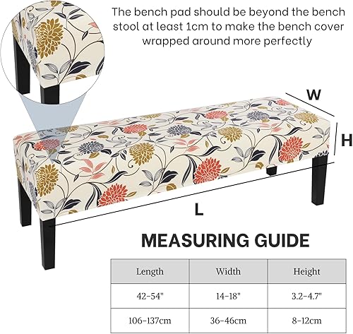 Vista 68 de SearchI Funda para banco de comedor, fundas largas elásticas y lavables para asiento de banco de banco rectangular, para comedor, sala de estar
