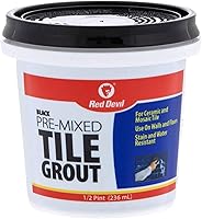 Red Devil 042260 Pre-Mixed Tile Grout Black 1/2 Pint - Pro Quality Adhesion, Easy Water Cleanup for Walls & Floors, USA Made