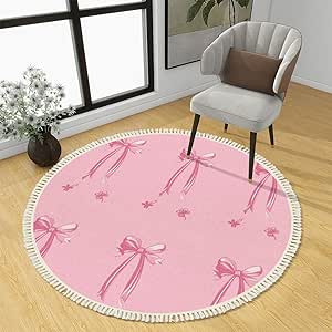 Amazon.com: Round Boho Area Rug Ribbons Bow Coquette Girly Seamless ...