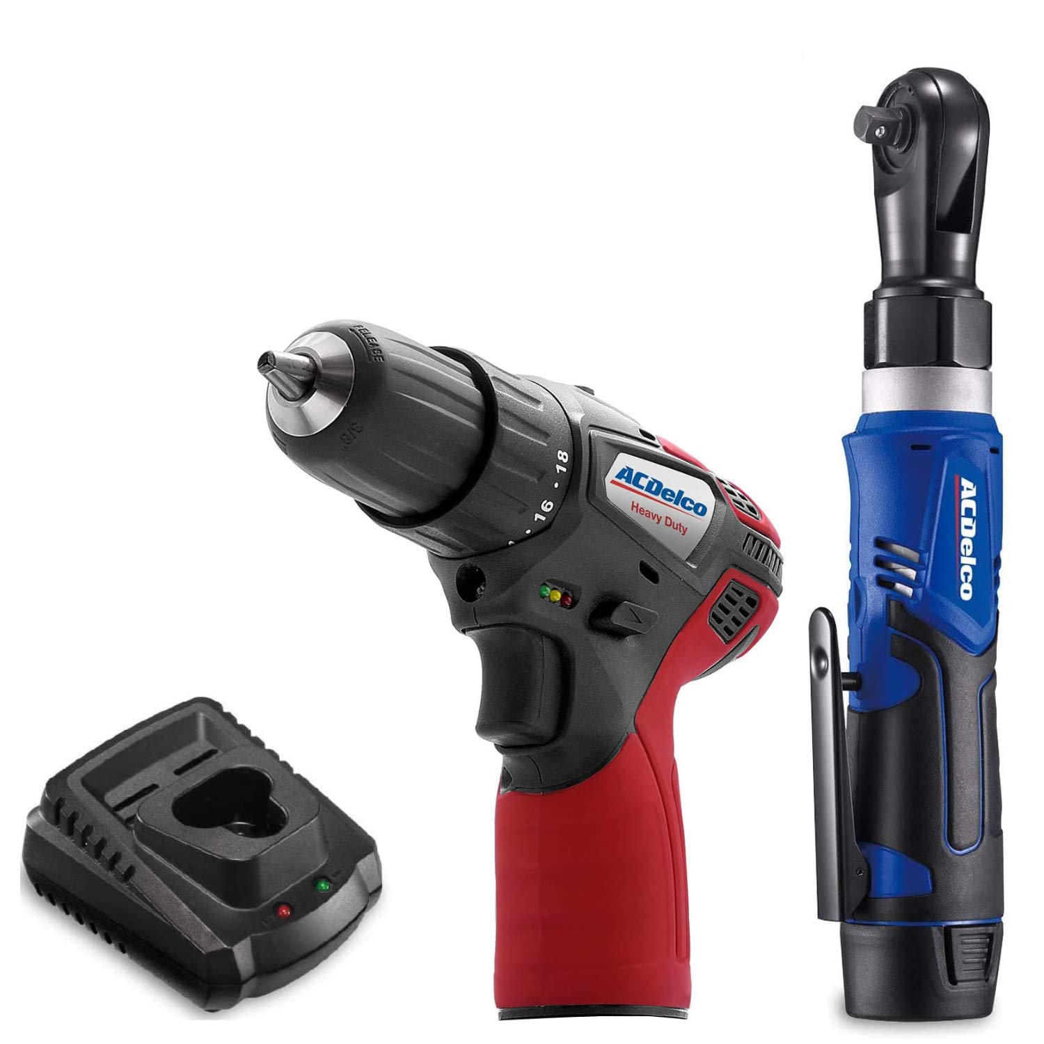 ACDelco ARW1209-K16 G12 Series 12V Li-ion Cordless 3/8” Rachet Wrench & Compact Drill Driver Combo Tool Kit