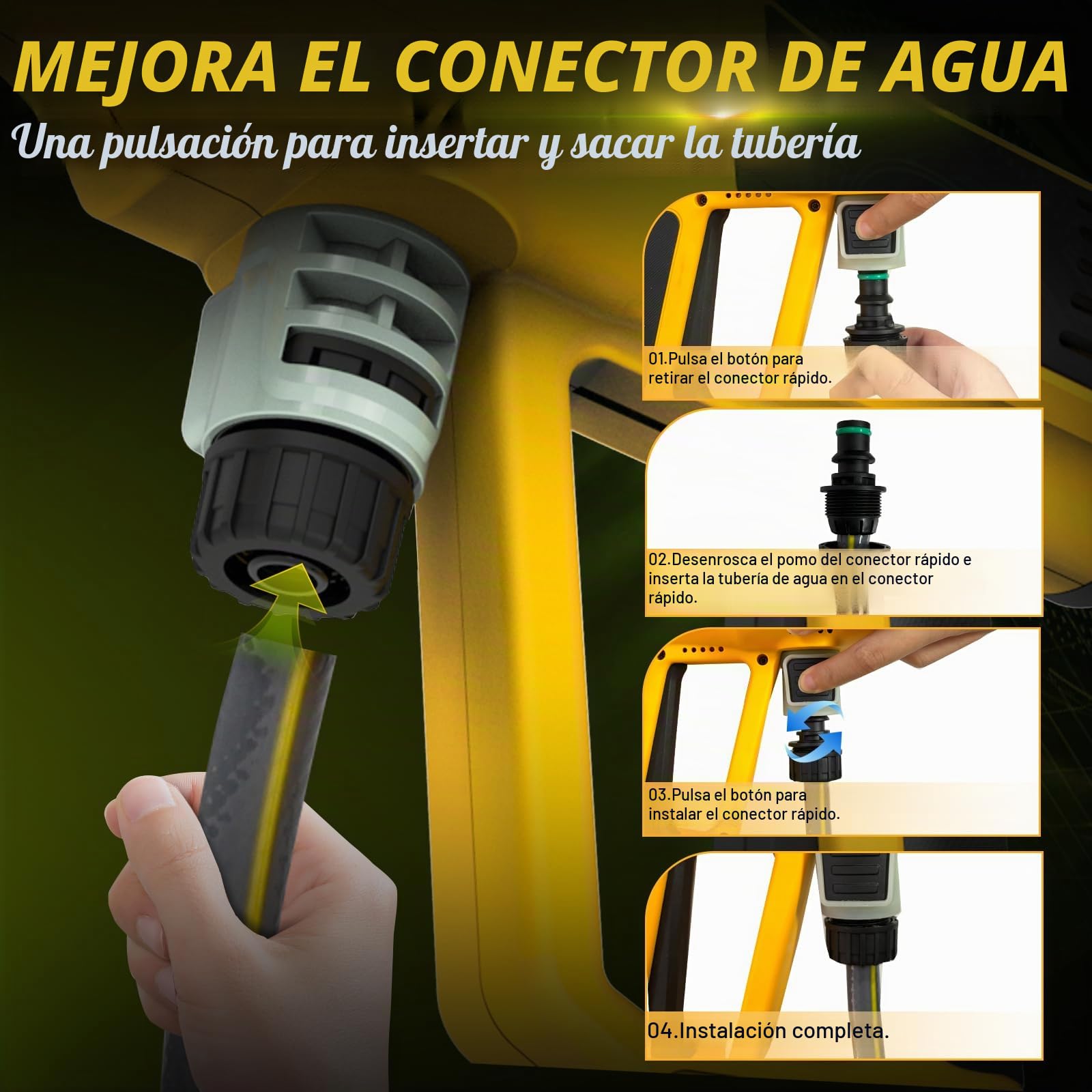 Hidrolimpiadora sin Cable Compatible con batería Dewalt 20V, 700 PSI Hidrolimpiadora portátil de Mano con cañón de Espuma con Boquilla 6 en 1 para Limpieza de Suelos de Coches y Paredes (sin batería)