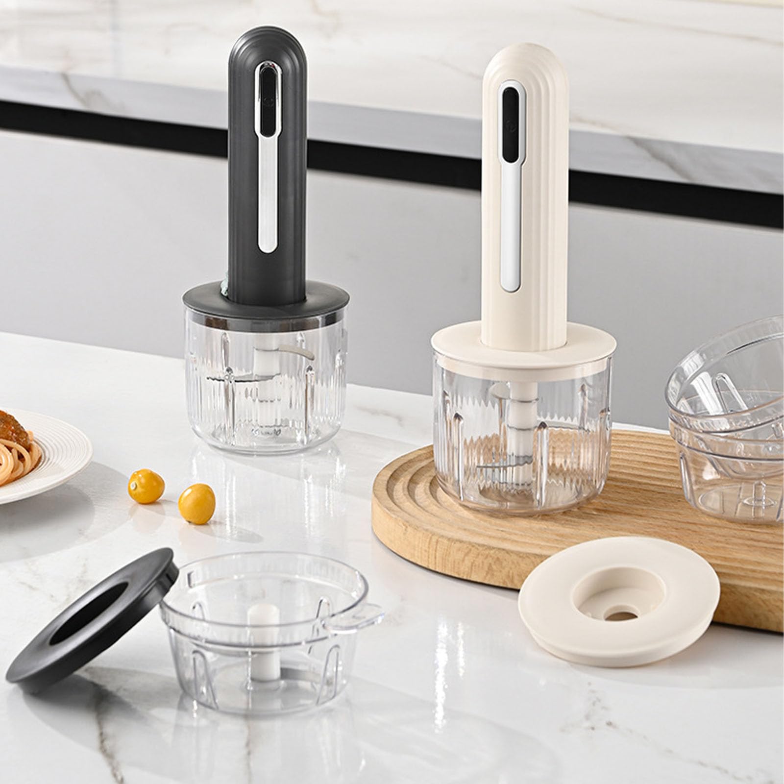 Molinillo de carne eléctrico inalámbrico para uso doméstico, multifunción, procesador de alimentos y picadora de ajo, picadora de carne compacta para batidora de cocina (negro)