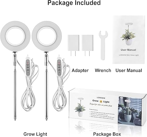 Miniatura 10 de LORDEM Luz de crecimiento de plantas de bambú, 82 luces LED de espectro completo para plantas de interior, lámpara de crecimiento LED ajustable de