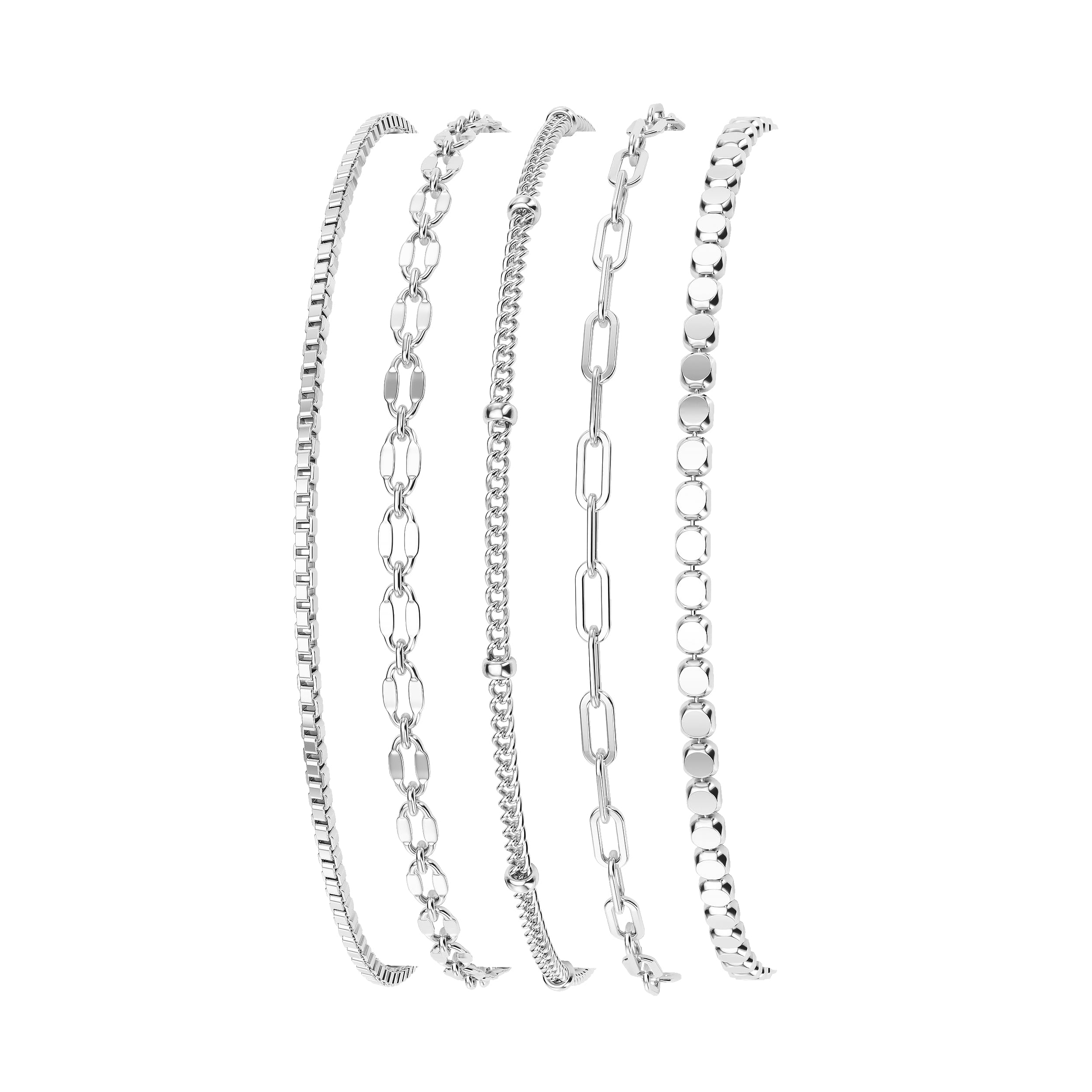 Silver Plated Bracelets for Women, Dainty Silver Bracelets for Women Set Bracelet Stack Waterproof Jewelry for Women Trendy Minimalist Simple Small Thin Bracelet Set for Women Teen Gift