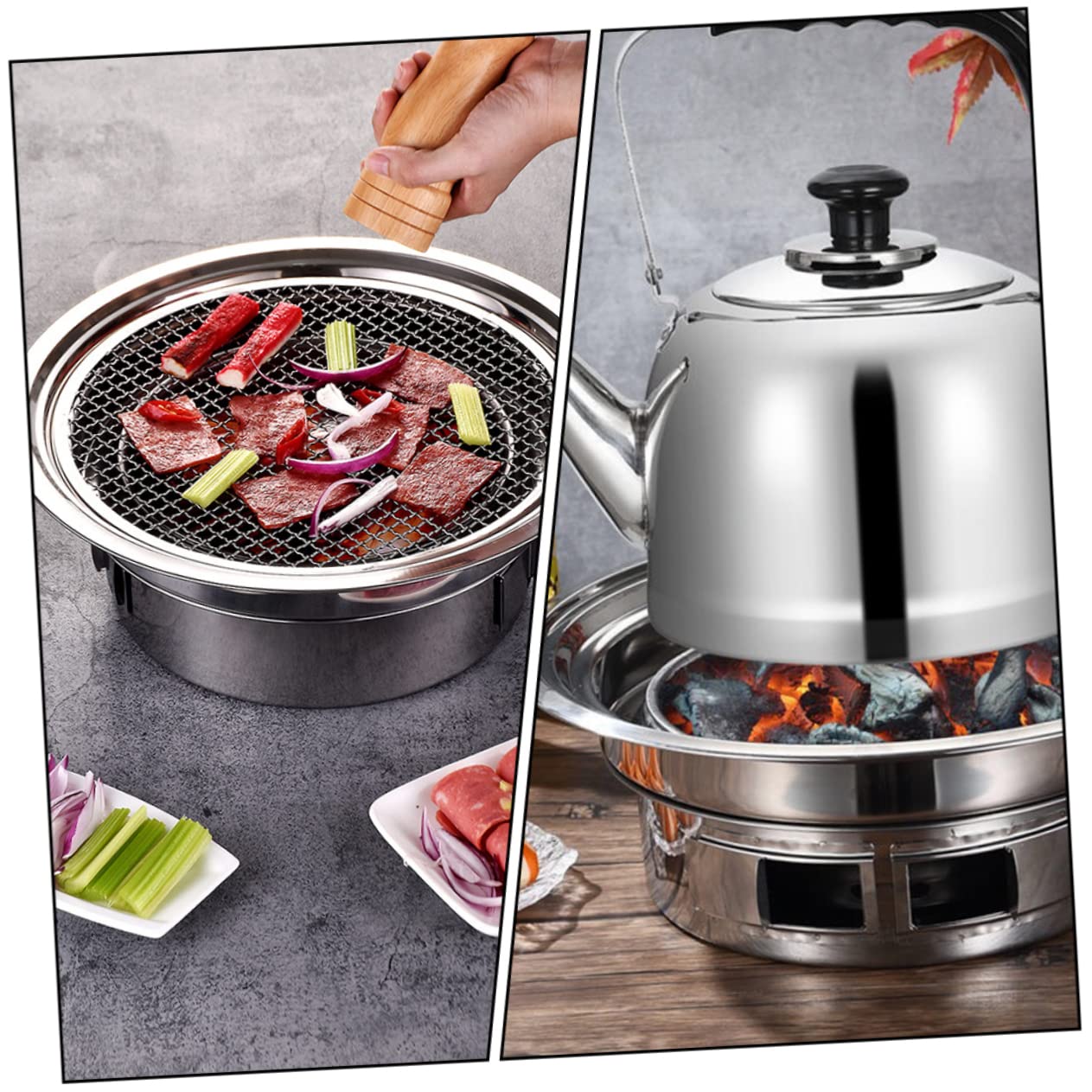 ibasenice Parrilla de Portátil para Barbacoa al Aire Libre Estufa Inoxidable Mini Estufa de Barbacoa para Asar de Usar