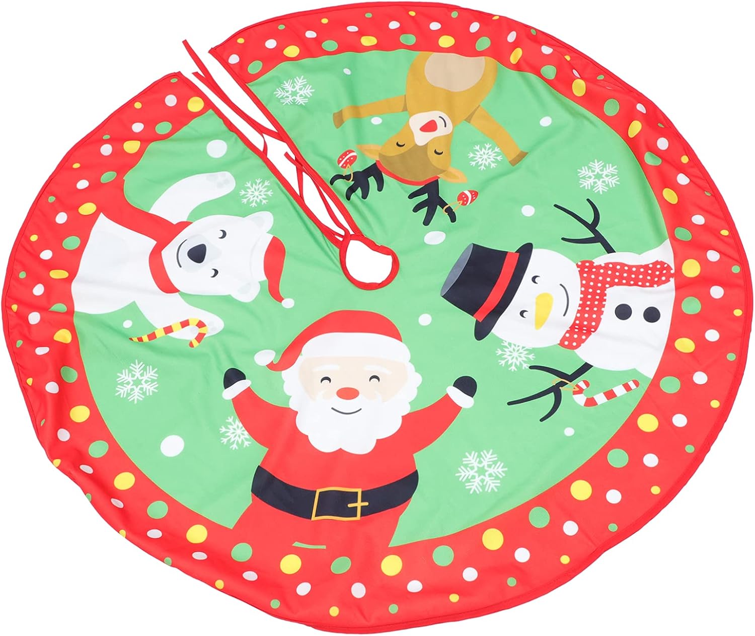 Toymytoy メリークリスマスツリースカート赤クリスマスツリーマットエプロン90センチメートルサンタトナカイ雪だるまツリーカーペット下 クリスマスツリー装飾ホリデーツリーベースカバー オンライン限定商品