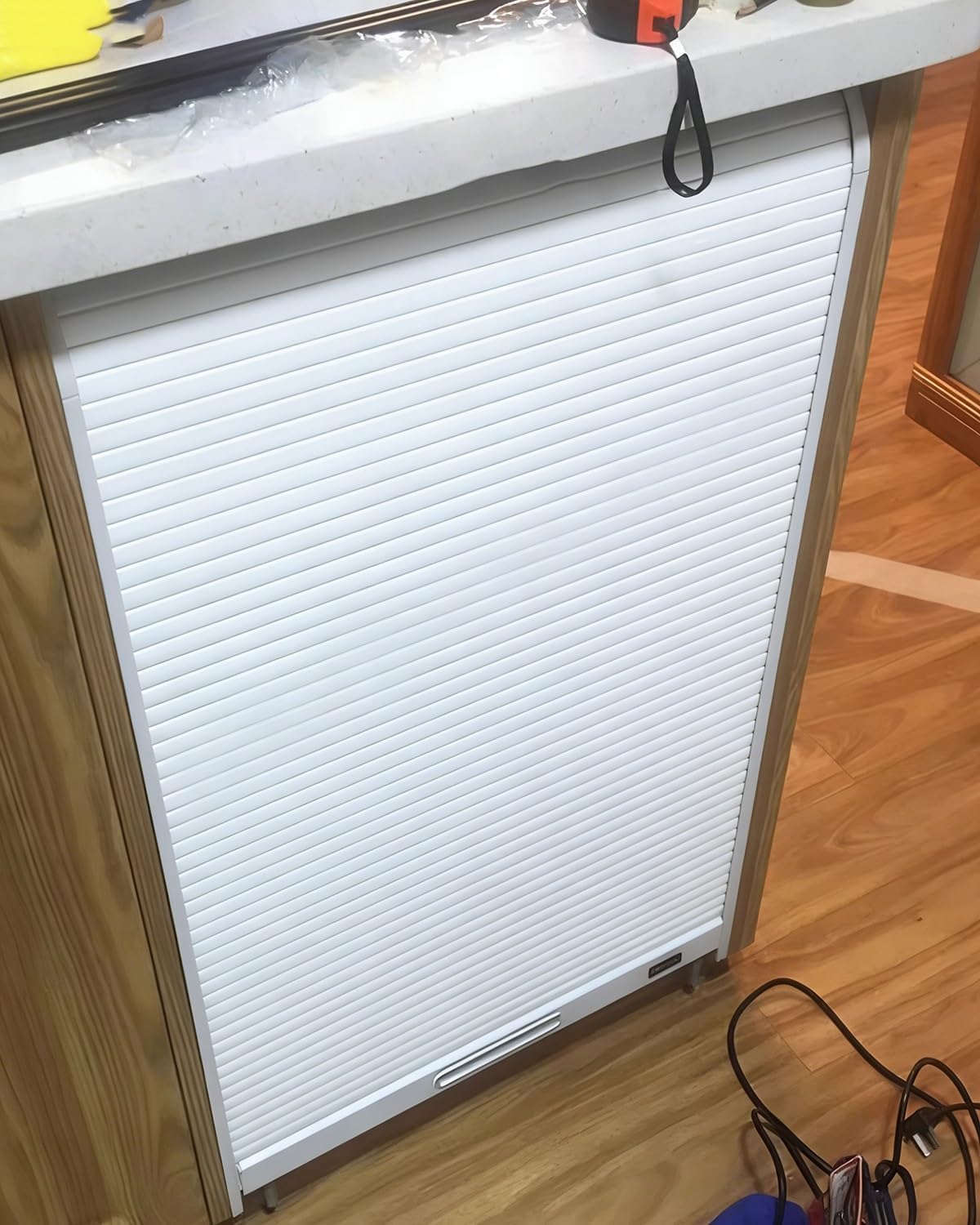 LXXW Tambour Door Kit Concertina Door Retractable Screen Door，Horizontal Pleated Accordion Tambour Cabinet with Track System(40x70cm/16x28in)