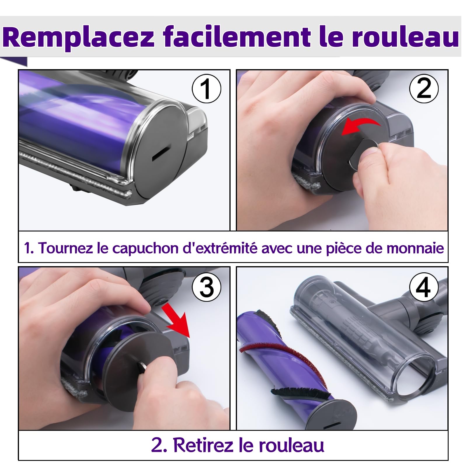 Tête de Brosse Motorisée pour Dyson V7 V8 V10 V11 V15, Brosse Électrique Rotative de Rechange pour Aspirateur SV10 SV11 SV12 SV14 SV17, Embout Turbine Motorhead pour Tapis, Parquet et Sols Durs