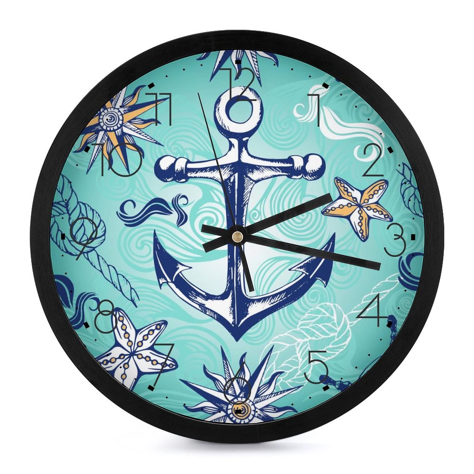 Horloge Murale Ronde Voile Décorative de 25.4cm pour Salon et Cuisine