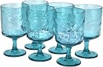 Set of 6 Plastic Stem Wine Glasses Tumbler, 11 Ounce Iceberg Acrylic Wine Glasses for All Purpose Party, BPA Free and Durable (Clear Color)