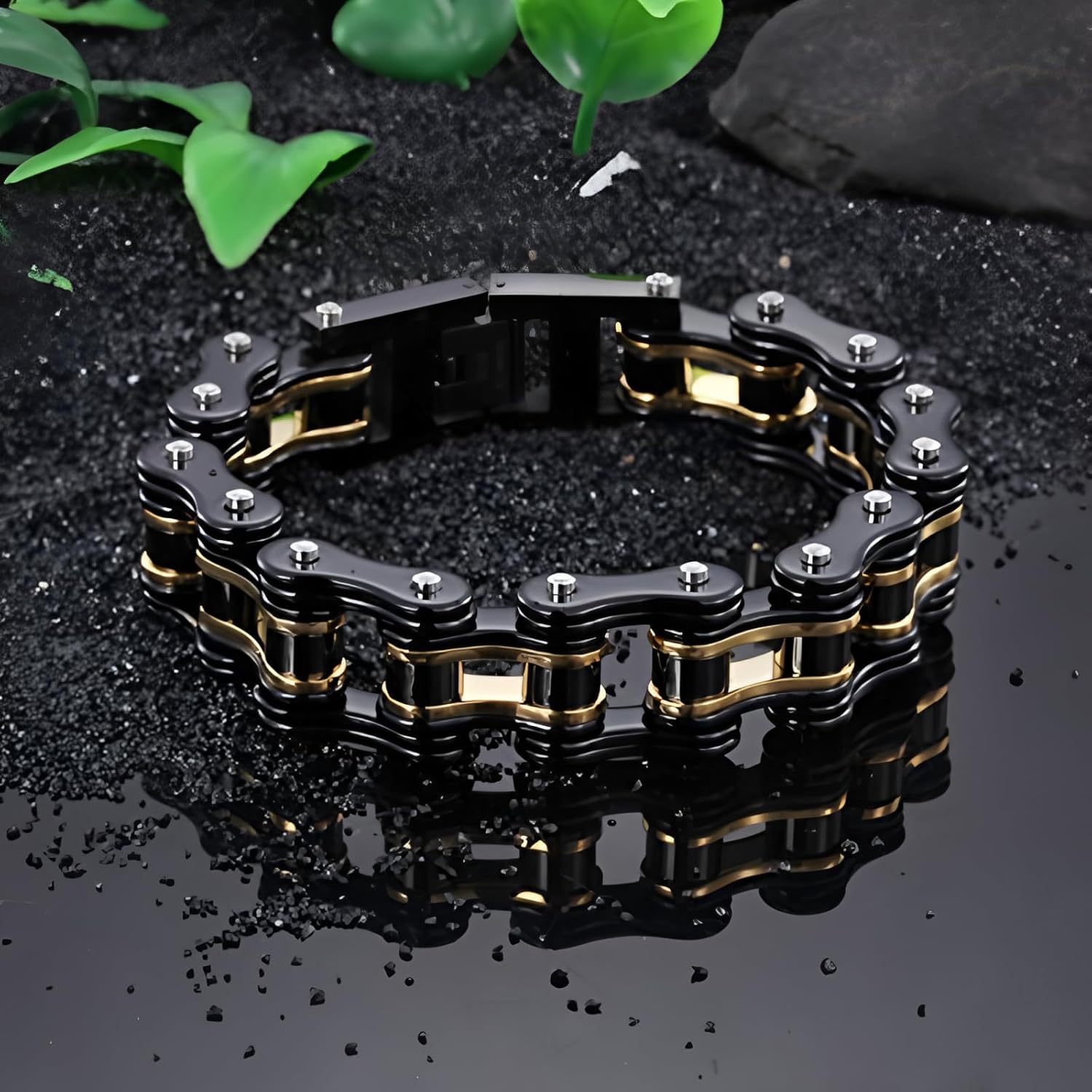 XKCL Mens Bracelet, Motorcycle Bicycle Stainless Steel Chain Bracelet - Personalized Chain Bracelet for Men
