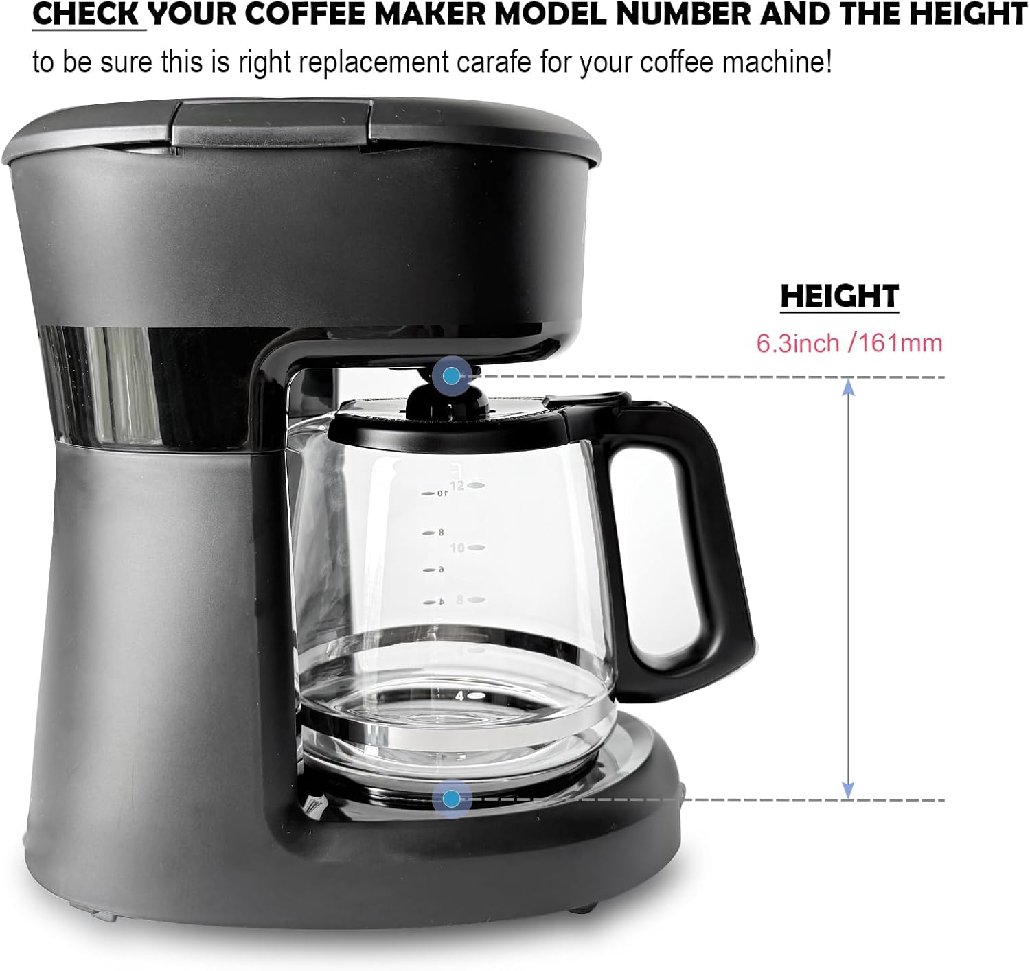 12-Cup Replacement Glass Coffee Carafe Compatible with Mr. Coffee LMX, TP, MMX, and MSX series coffeemakers