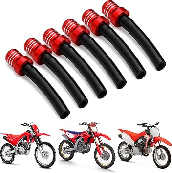 AnXin Motorcycle Gas Cap Air Vent Hose 6 PCS Fuel Oil Tank Valve Tube Breather CNC Universal for 50-450cc CRF XR CR TRX ATV Dirt Pit Bike Quad Red