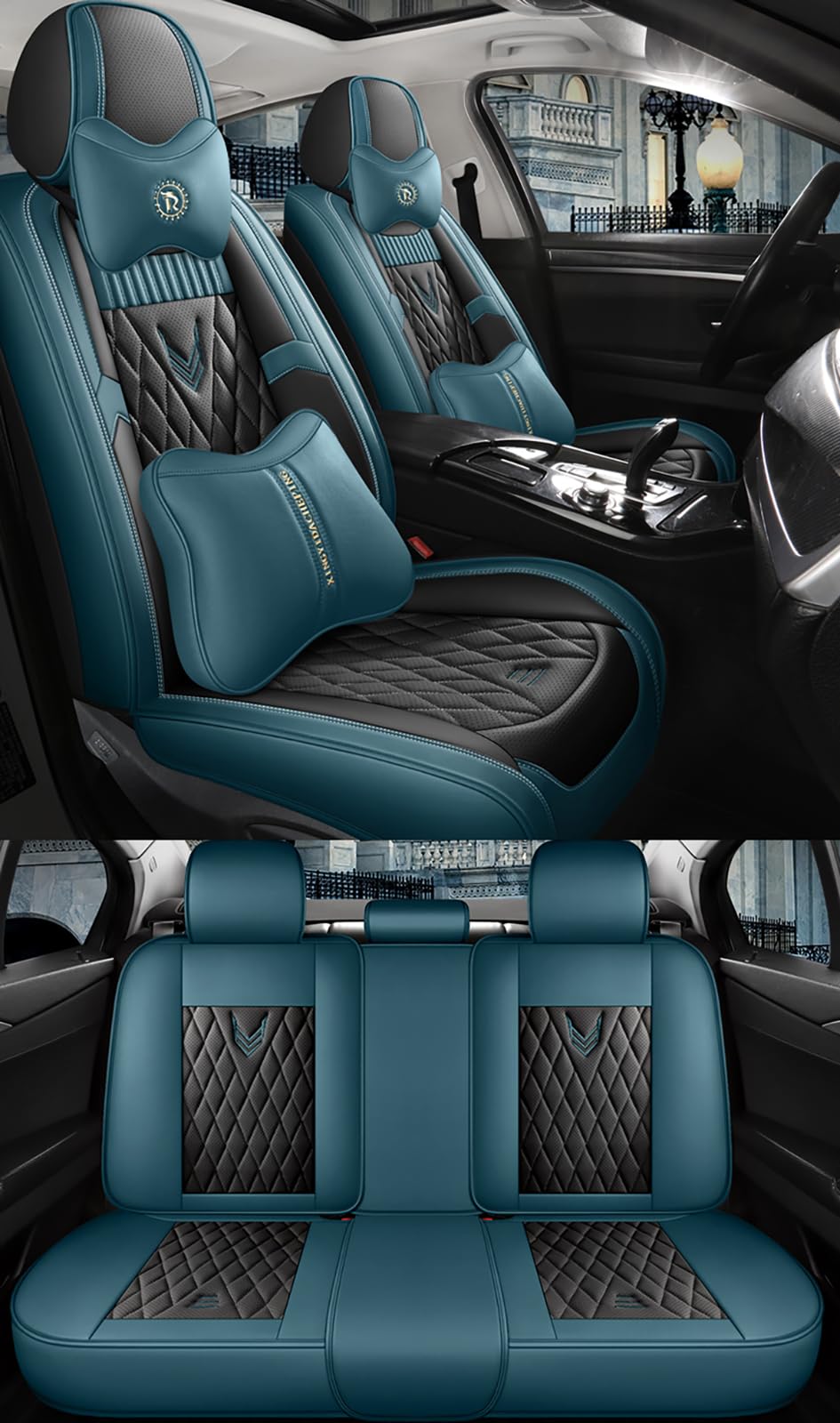 Housses de Siège Auto Universelles 5 Places en Cuir Véritable–Compatibles avec Mercedes-Benz CLA CLS GLA GLB GLC GLE Classe G GLS – Étanches, Ensemble Universel SUV & Berlines