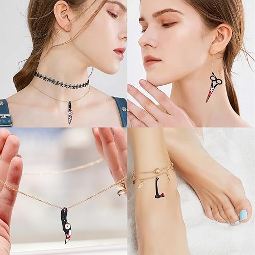 Miniatura 4 de 32 dijes de cuchillos falsos, dijes de Halloween, mini cuchillos de resina para mujeres, fabricación de joyas, manualidades, cuchillos falsos de