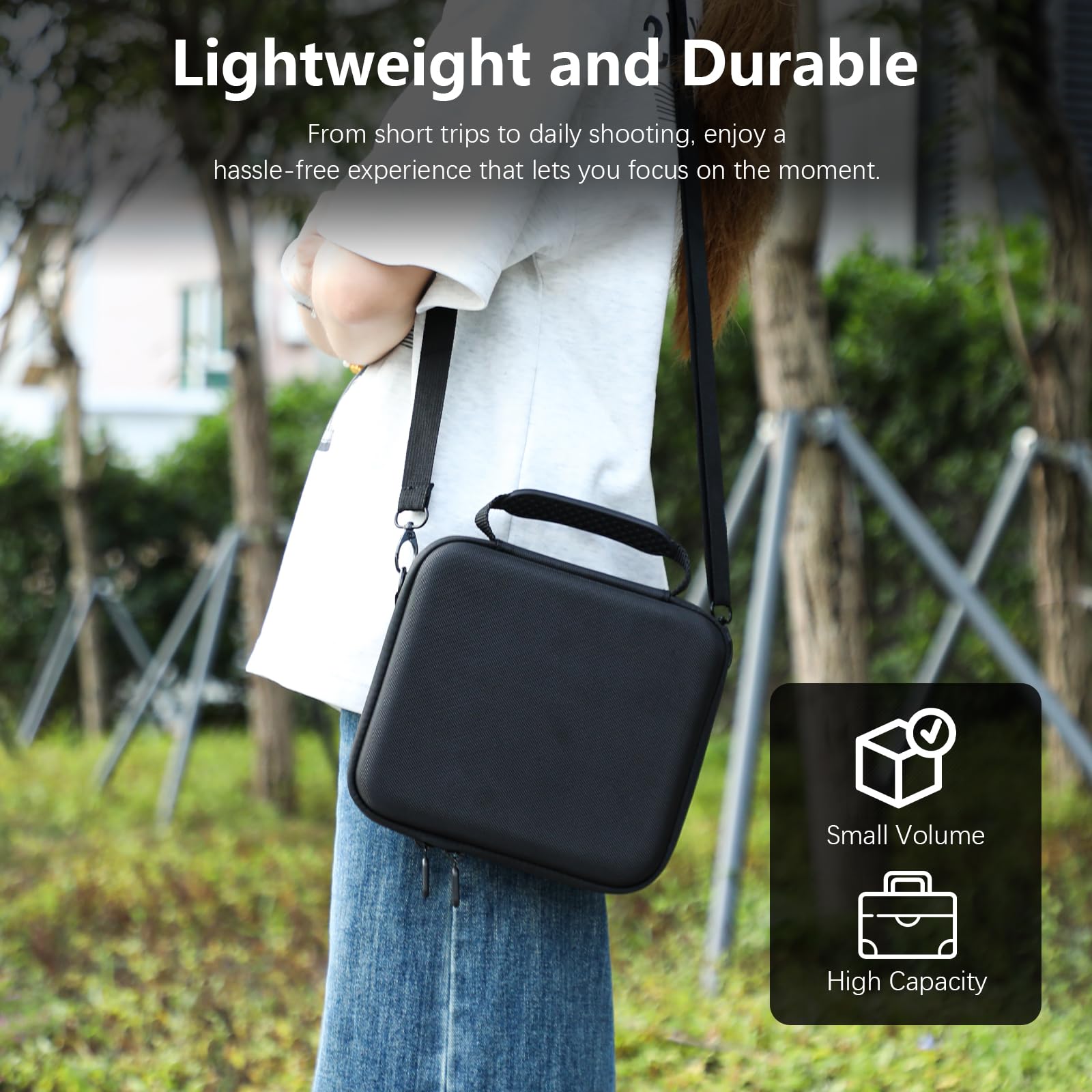 AMAZEAR Tragetasche für Insta360 GO Ultra Zubehör - wasserdichte Reisetasche mit Schultergurt, Hartschale zum Schutz, Organisation und Aufbewahrung,Schwarz