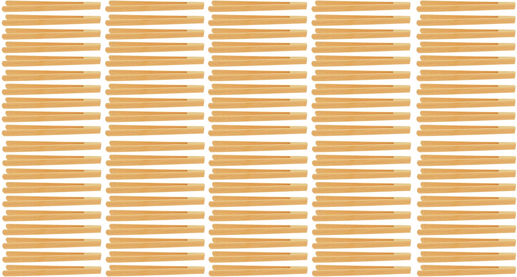 teemando® 100 X Marken Holz-Grillzange 40 cm aus Buchenholz für Wurst, Steaks und Gemüse. Die Bratwurst-Pinzette mit der Rillen-Fräsung