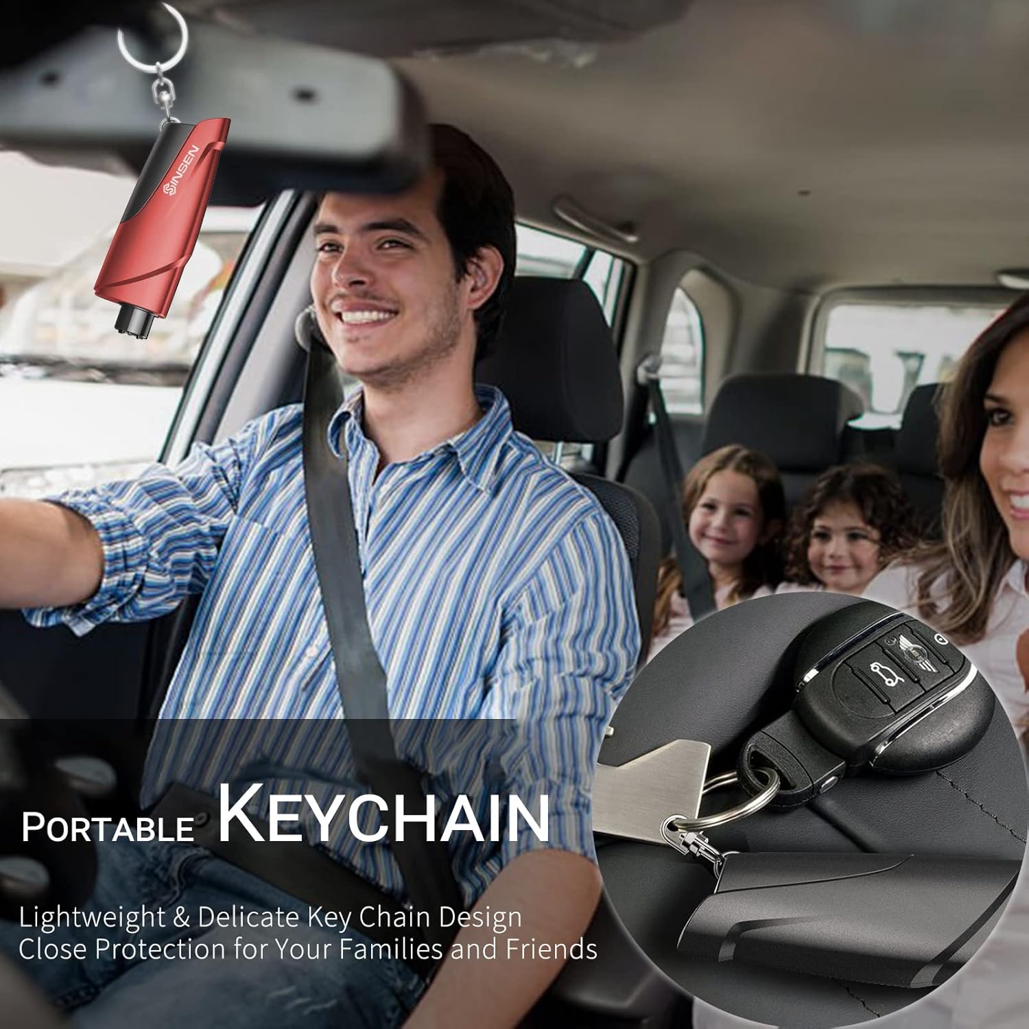 SINSEN Emergency Flashlight for Car and Portable Keychain Car Escape Tool