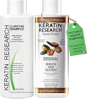 Brazilian Keratin Hair Straightening Complex (2x 120ml) - Blowout Long-Lasting Treatment with Argan Oil for Smooth, Professional Straightening Results - Keratin Research