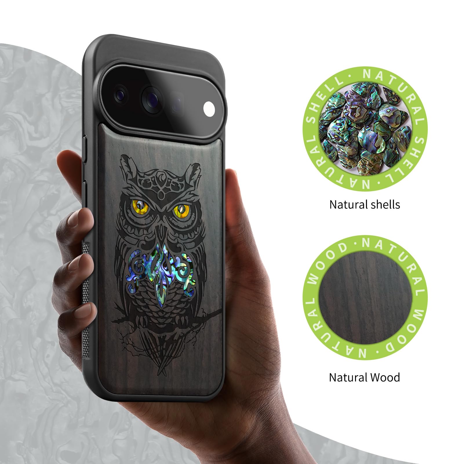 Carveit Madera Funda para Google Pixel 11 Pro (Oscura-Elegancia Nocturna)