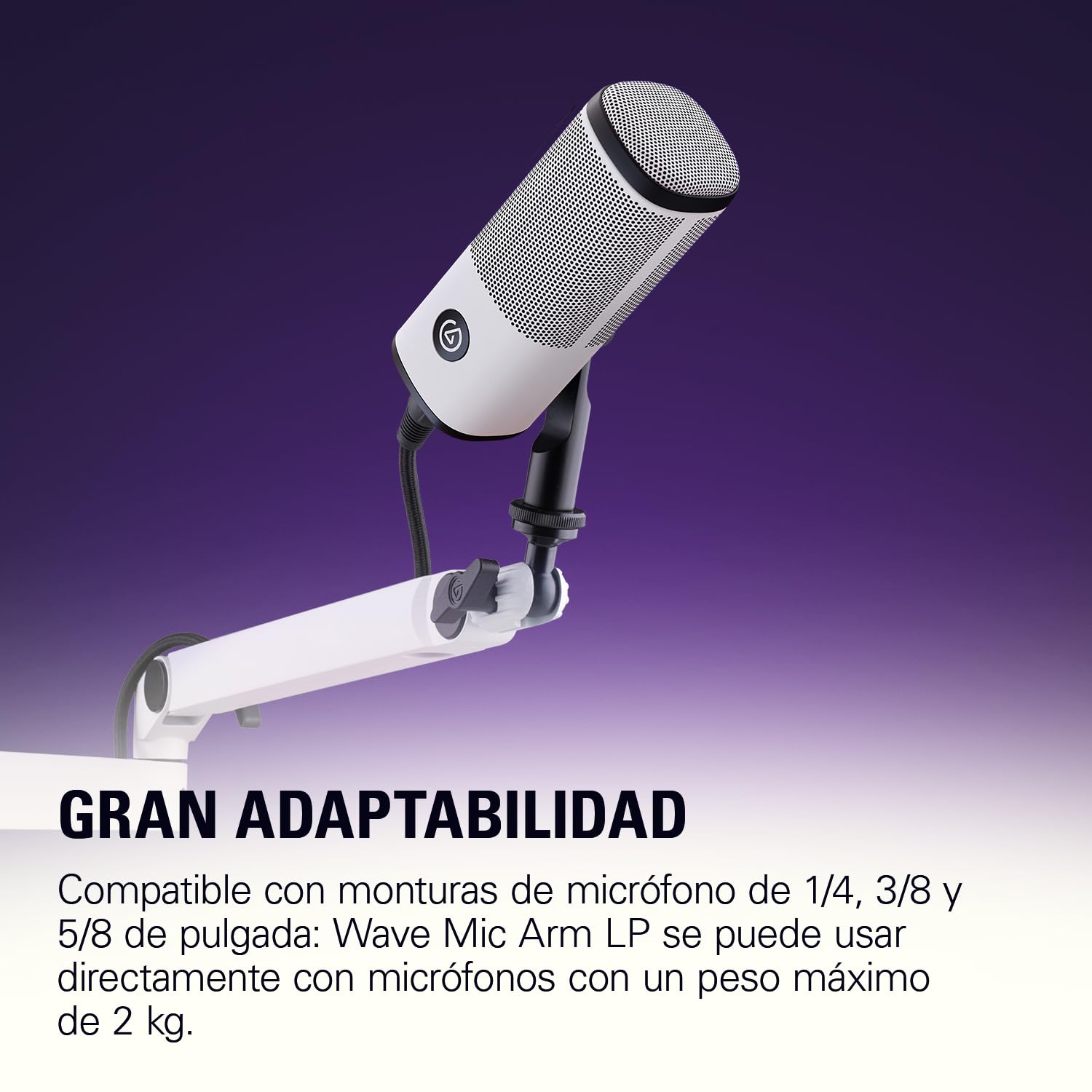 Elgato Wave Mic Arm LP White - brazo articulado prémium de perfil