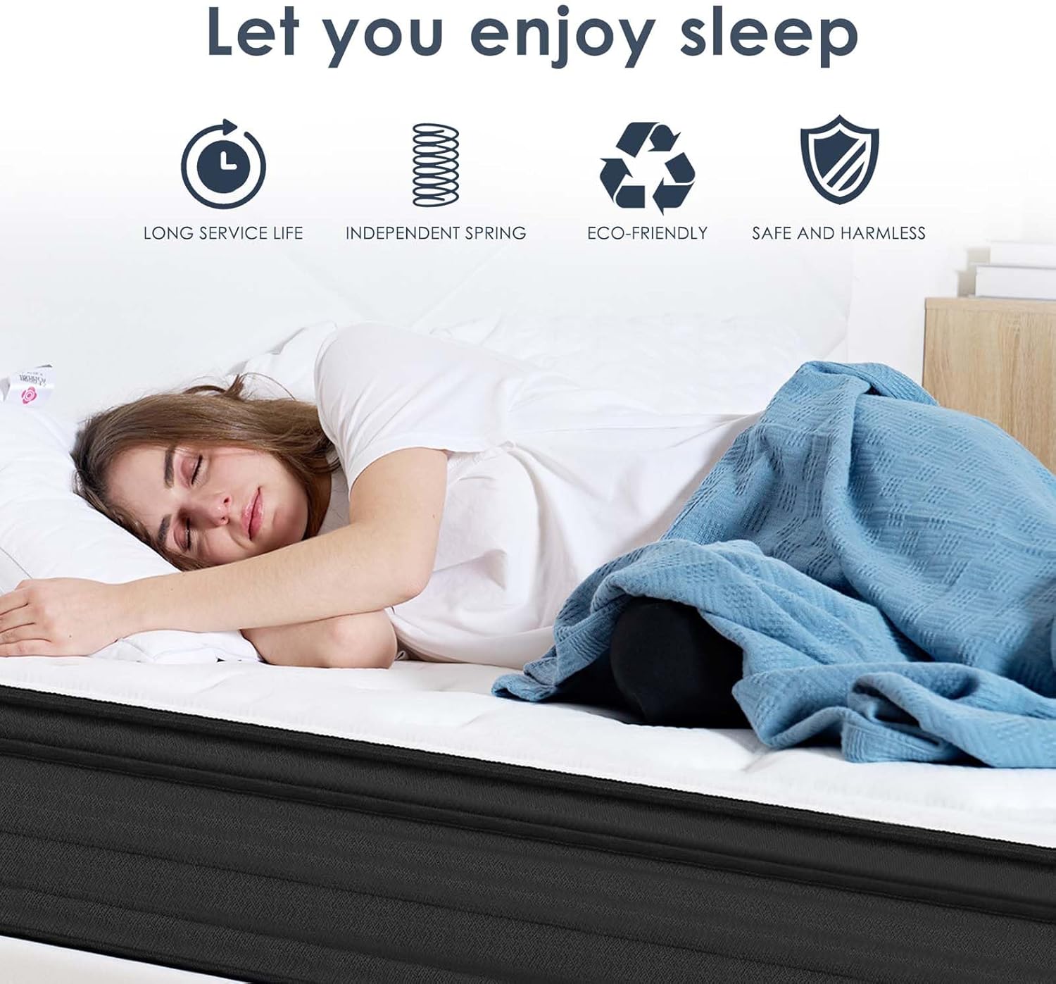 Twin Size Innerspring Mattress, 10 Inch Hybrid Mattress in a Box with Memory Foam and Pocket Spring, Ergonomic Design & Pressure Relief, Medium Firm Feel, 38"*75"*10
