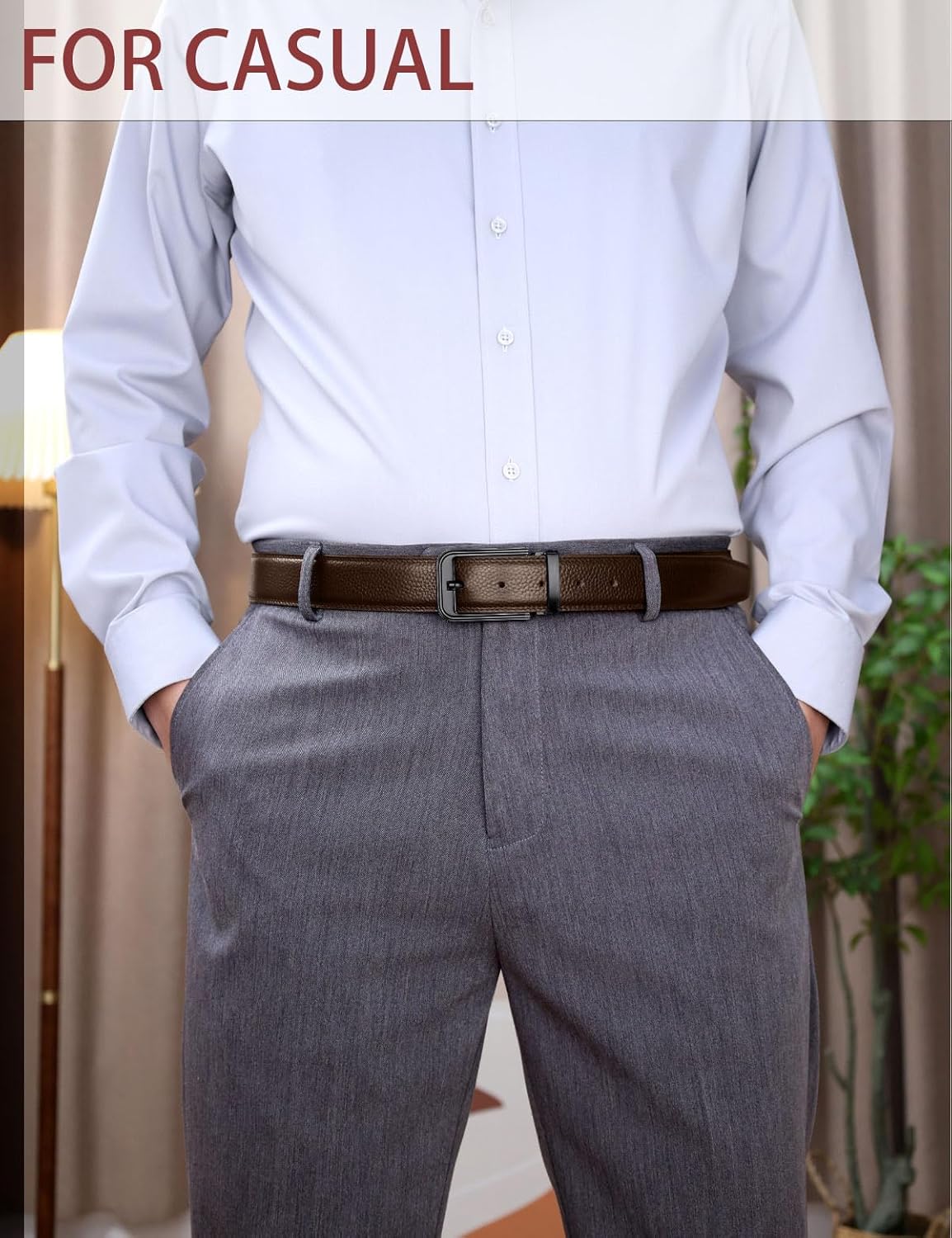 Men's Genuine Cow Leather Belt, Premium Cowhide with, 1.38 Inches Wide, Dress Belt for Casual Wear, Jeans and Golf - Image 3