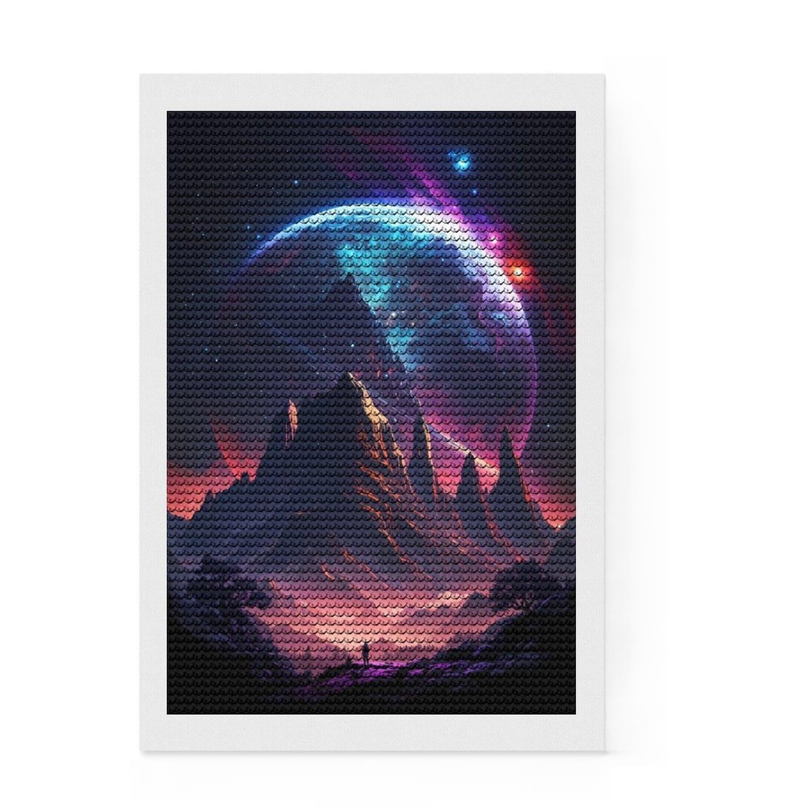 Junmoney Celestial Mirage DIY Diamond Art Canvas Kit 8"x12", Bedroom Decor, for Craft Lovers, Full Kit Included, Thoughtful Handmade Gift
