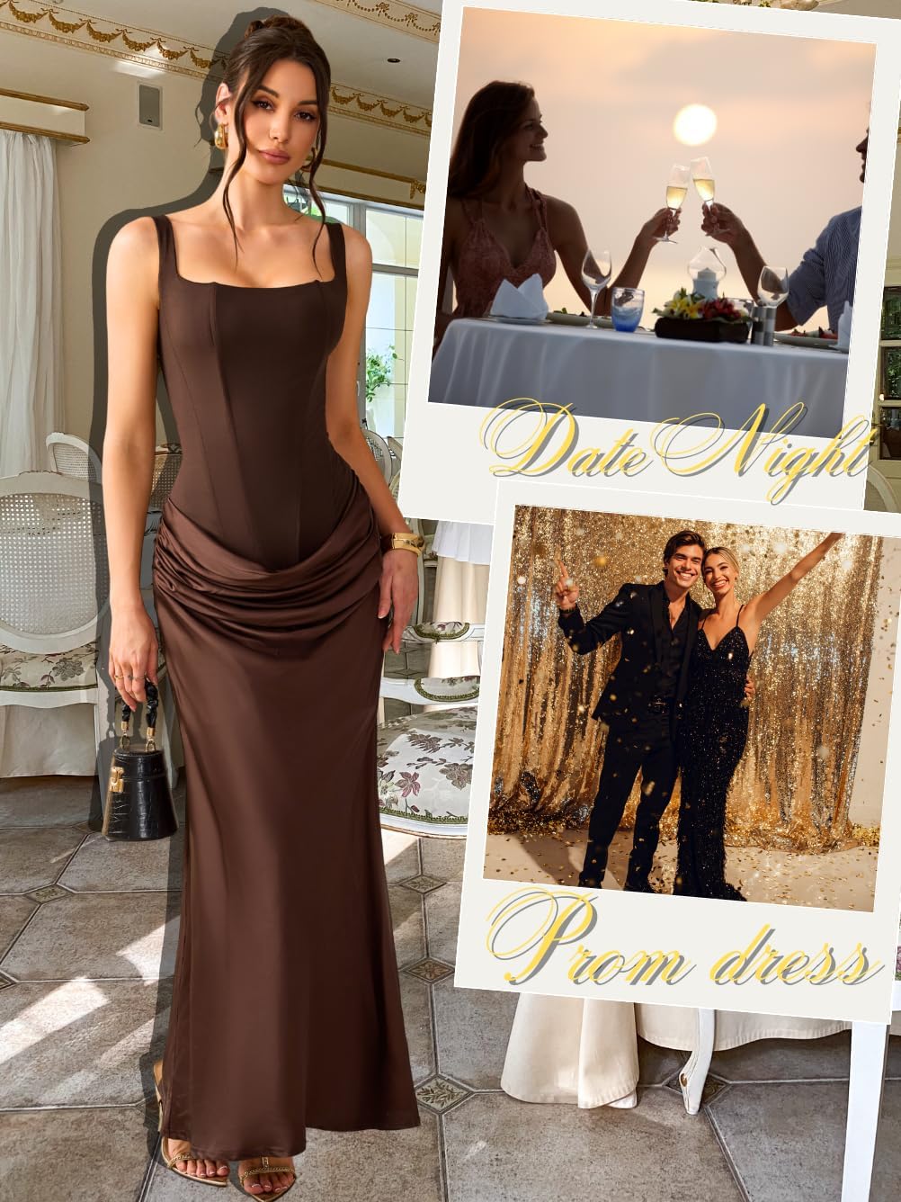 Kaei&Shi Corset Long Dresses,Lace Up Back Satin Mermaid Prom Dress,Women Formal Gowns Bridesmaid Wedding Guest - Image 3