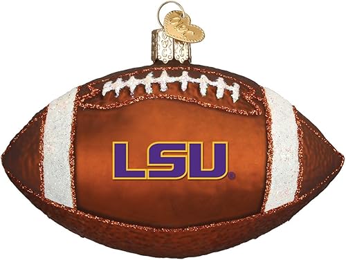 Old World Christmas LSU Louisiana State University - Adornos para árbol de Navidad soplado de vidrio (fútbol)