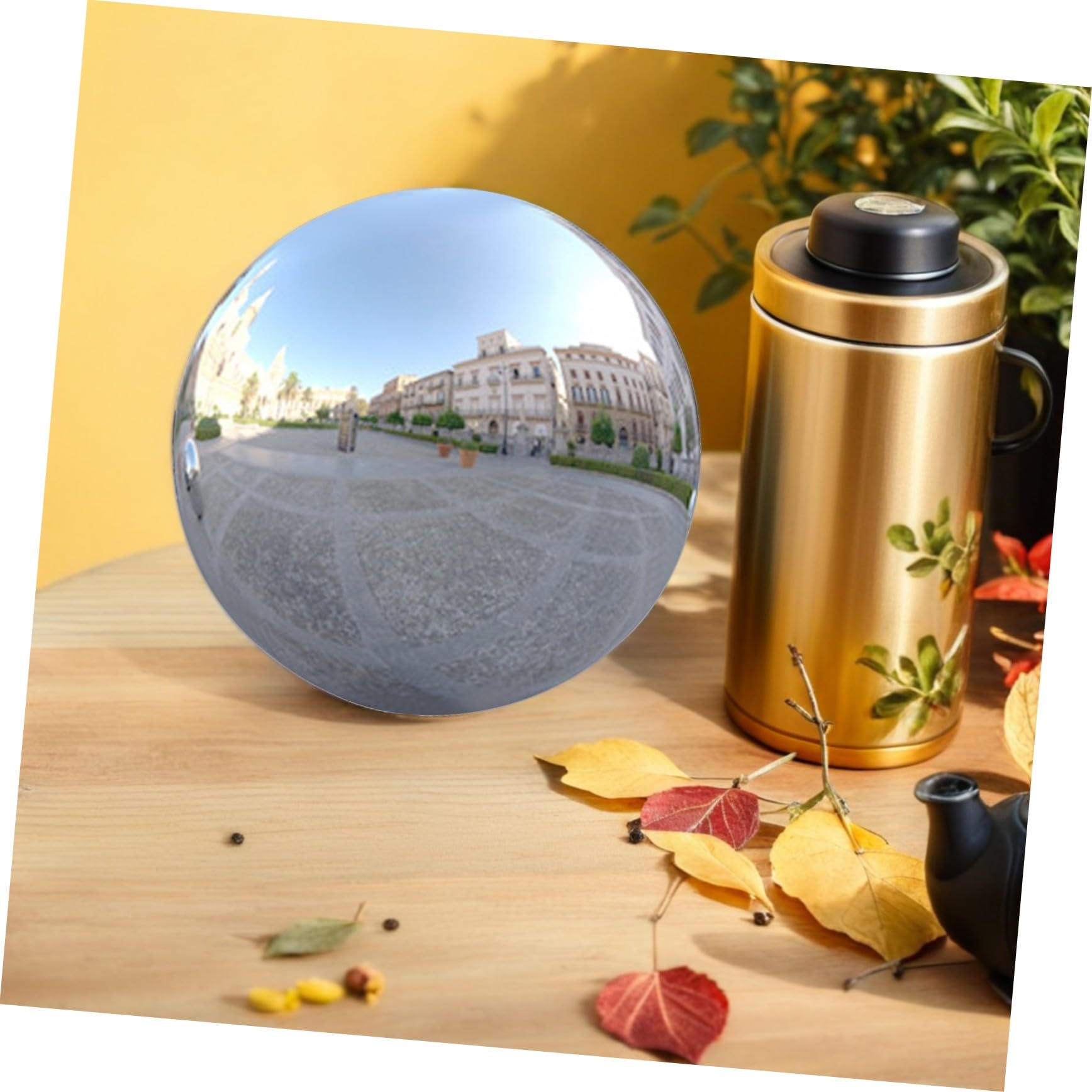 POPETPOP Acciaio Sfera Semplice Riflettente in Inox Argento da Giardino