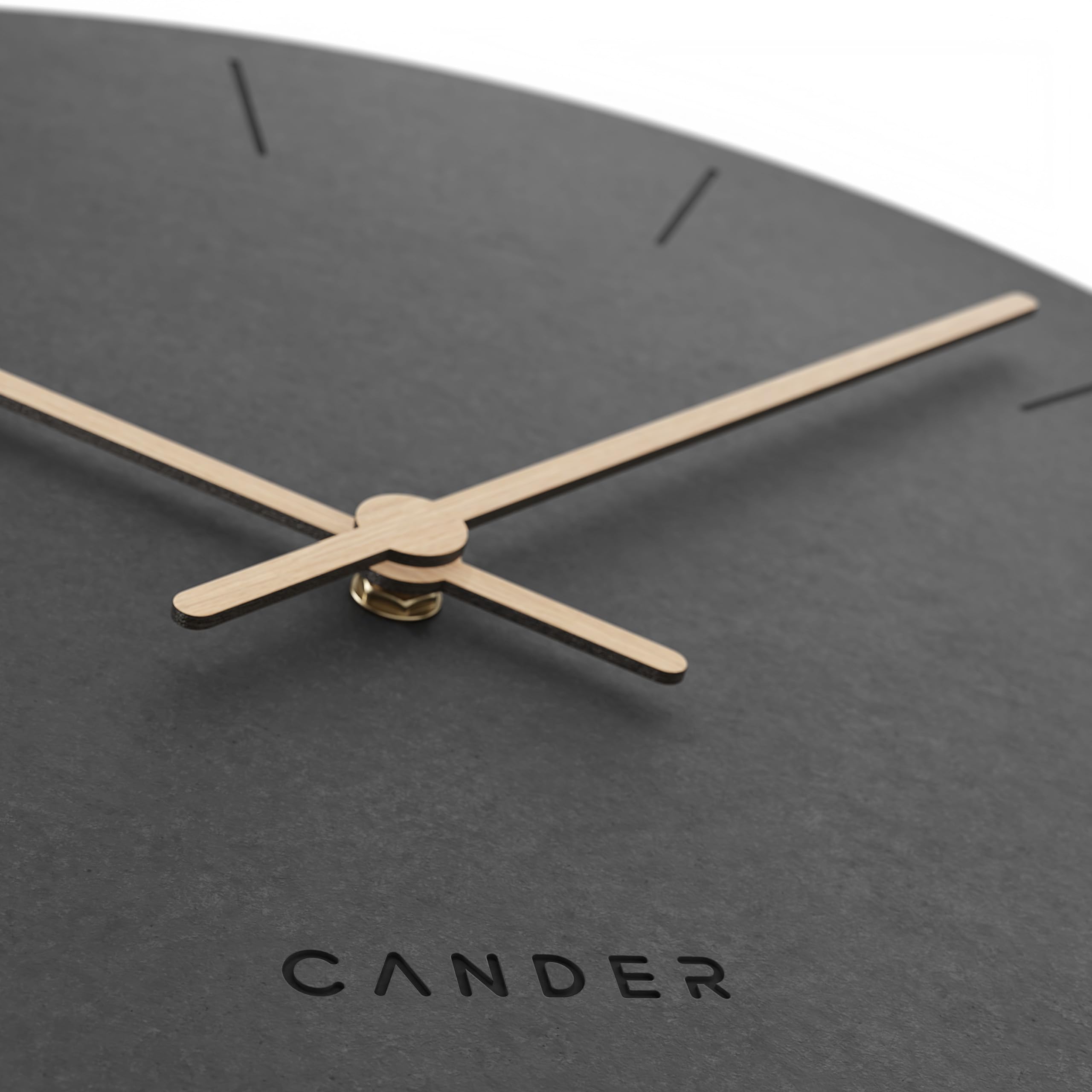 Cander Berlin MNU 2650 S XXL Wanduhr lautlos 50 cm ohne Tickgeräusche analog Wohnzimmer modern Vintage hellgrau Holzzeiger groß riesig