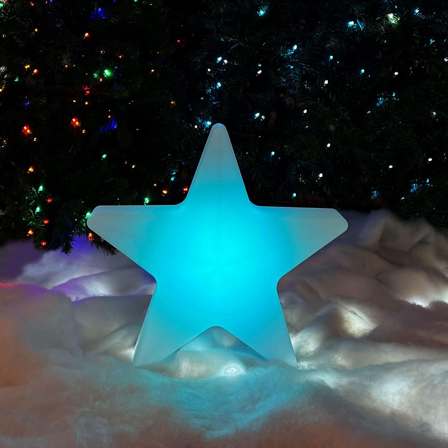 Novelty Lights 16 Inch RGB Star Rechargeable Night Light, Waterproof Mood Lighting with Remote Control, Color-Changing Glow Star for Indoor/Outdoor Use