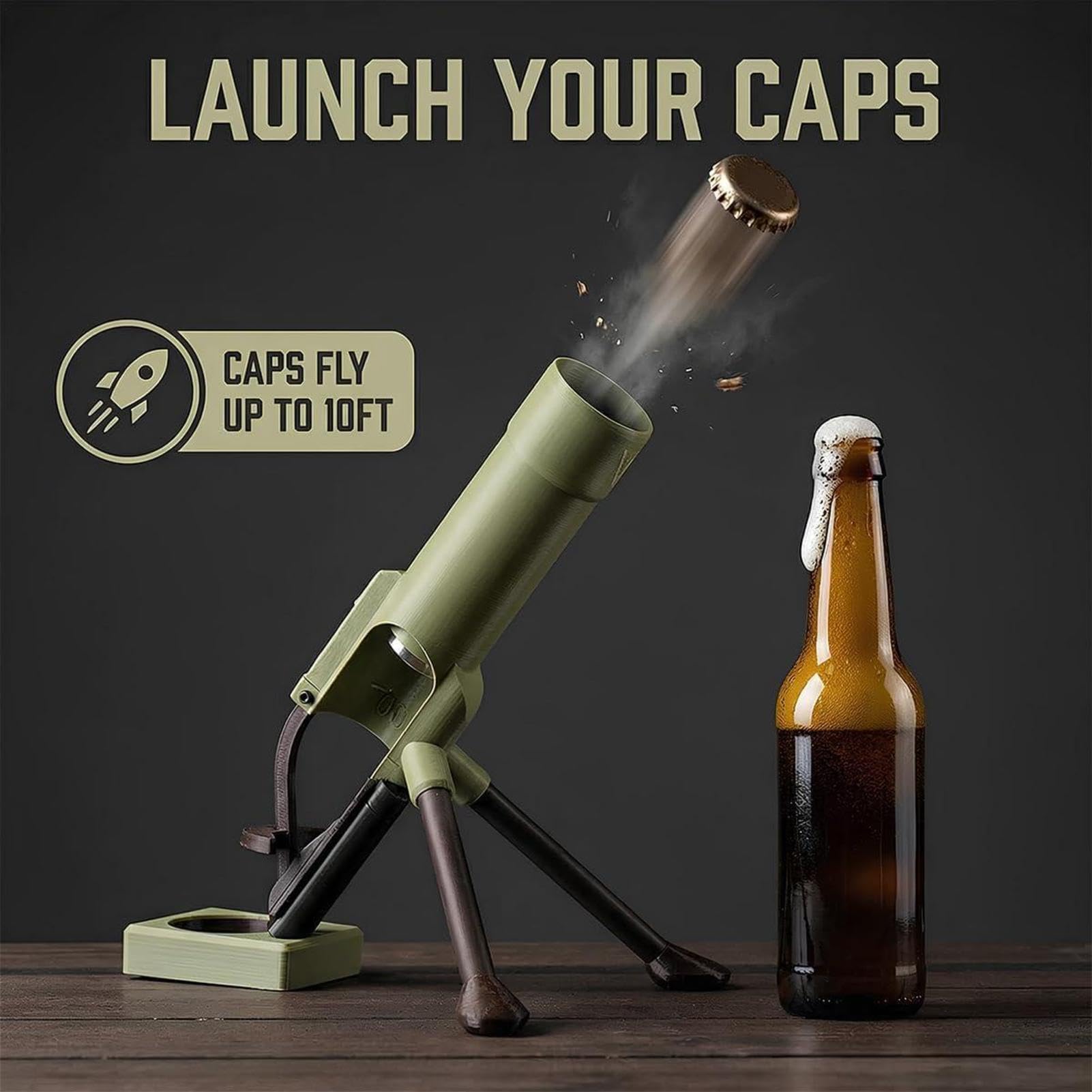 Abridor de botellas de cerveza, lanzador automático de tapas de alta resistencia, abridor manos libres para cervezas y refrescos, ideal para el hogar, bar, fiesta, camping, diseño de 51 mm