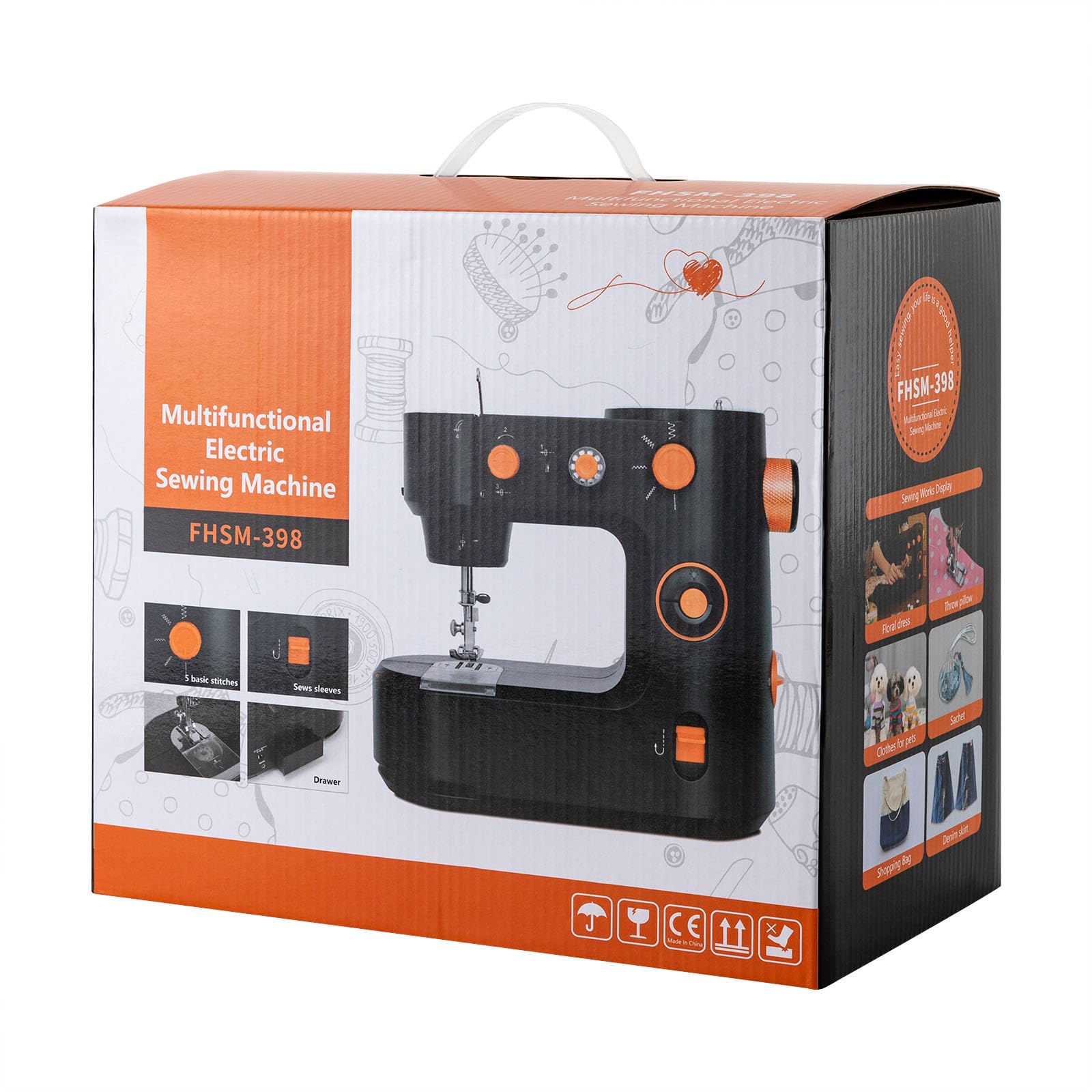 Mini máquina de coser para principiantes con 5 puntadas y luz LED | Mini máquina de coser ligera con 5 tipos de puntadas para principiantes, incluye luz LED y pedal para coser con precisión