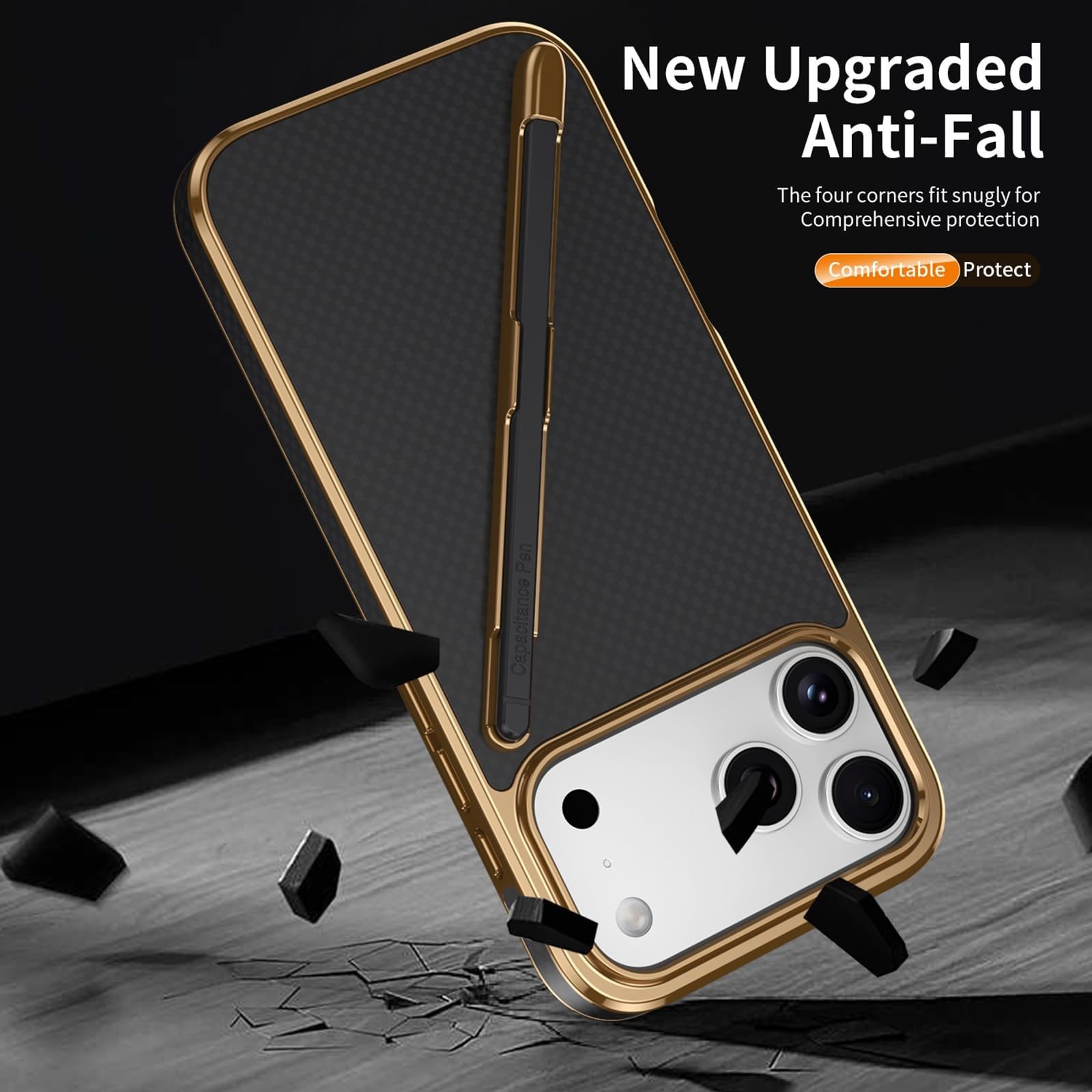 Générique Etui do Iphone 17 Pro Max/17 Pro/17 Air/17, etui z włókna węglowego z otworem na ocynkowane etui na długopis (fioletowy, 17 Pro Max)