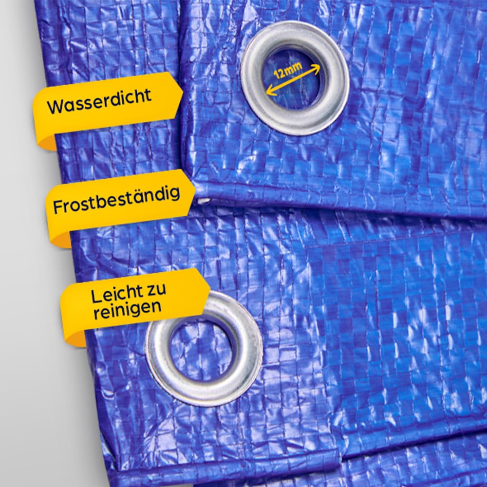 10x Telo Impermeabile Esterno 3 x 3 m | Telone Occhiellato Multiuso Blu -Teloni Impermeabili Occhiellati per Mobili da Giardino, Teli Copritutto con filtro UV