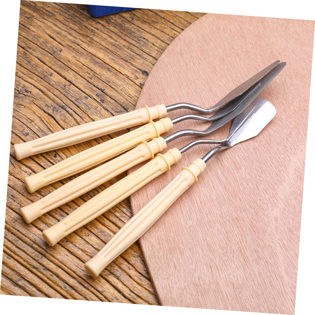 Gogogmee Complete Oil Painting Knife Set 5pcs Stainless Spatula Mixing Tool Pigment Scraper Perfect for Artistic Mixing