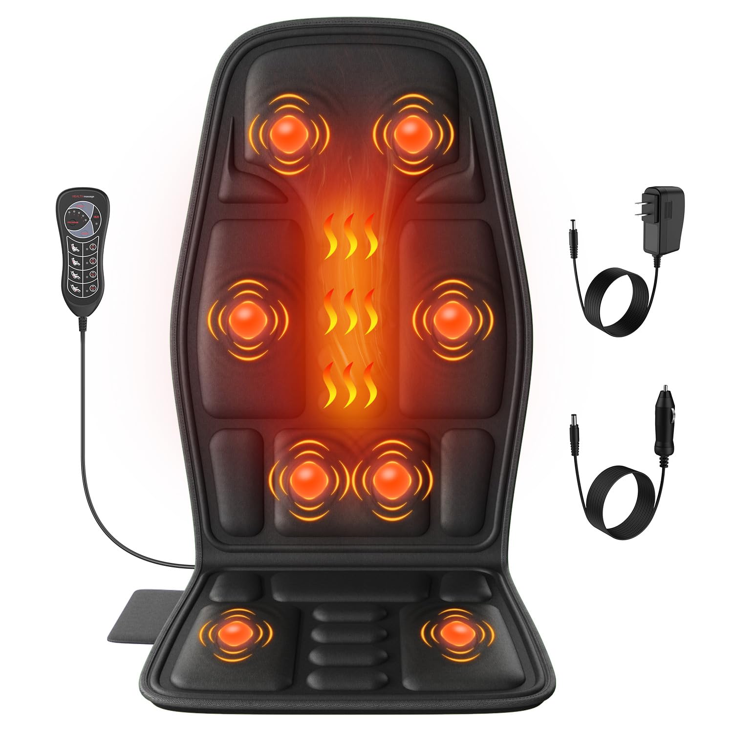 Massagesitzauflage mit Wärme,8 Vibrationsmotoren Massageauflage mit Vibration für Rücken und Nacken,Sitzkissen zur Entspannung,Rückenmassagegerät Hause Büro,Geschenke für Männer/Frauen/Mama