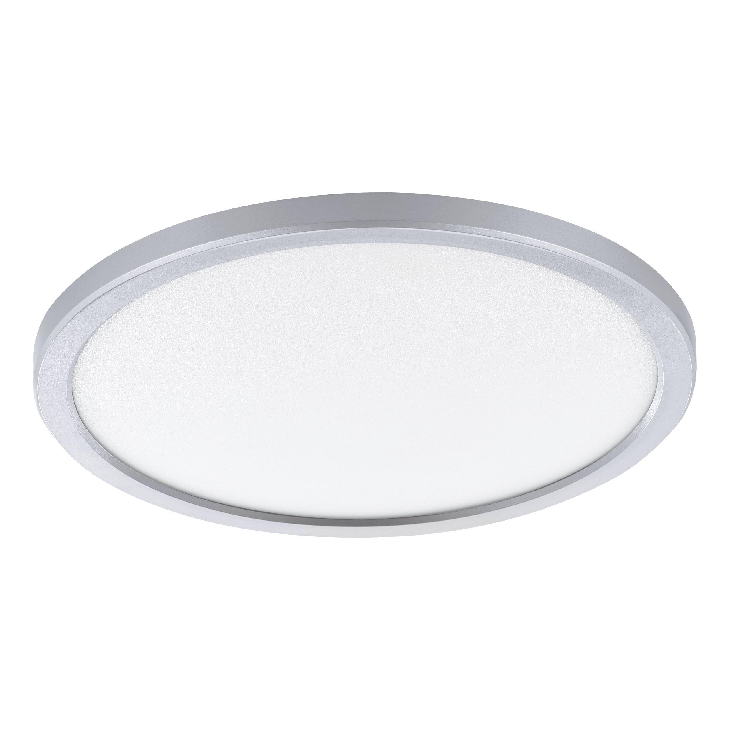 Eglo LED Ceiling Light Campaspero 2, Flat Round Bathroom lamp, Plastic Silver, Neutral White, IP44, Ø 29.5 cm