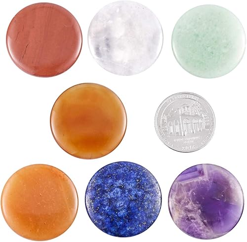 Miniatura 3 de mookaitedecor Juego de 7 piedras de chakras pulidas para la preocupación de la palma de la mano, juego de cristales para curación meditación, reiki,