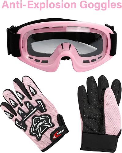 Miniatura 8 de XFMT - Juego de casco con gafas y guantes para motocross, cuatrimoto y vehículos todoterreno para niños y jóvenes, casco Mx, mariposa rosada, talla L