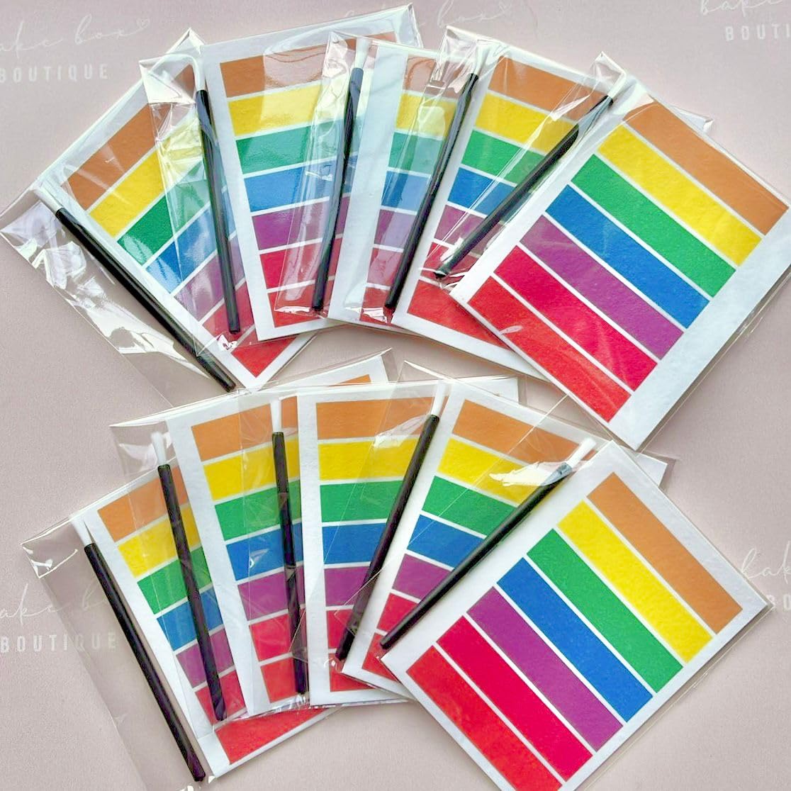 PYO Edible paint palette x10 for paint your own cookies biscuits with mini paint brushes and ingredients allergens labels kids party fondant icing painting pallets STRIPE PACK OF 10
