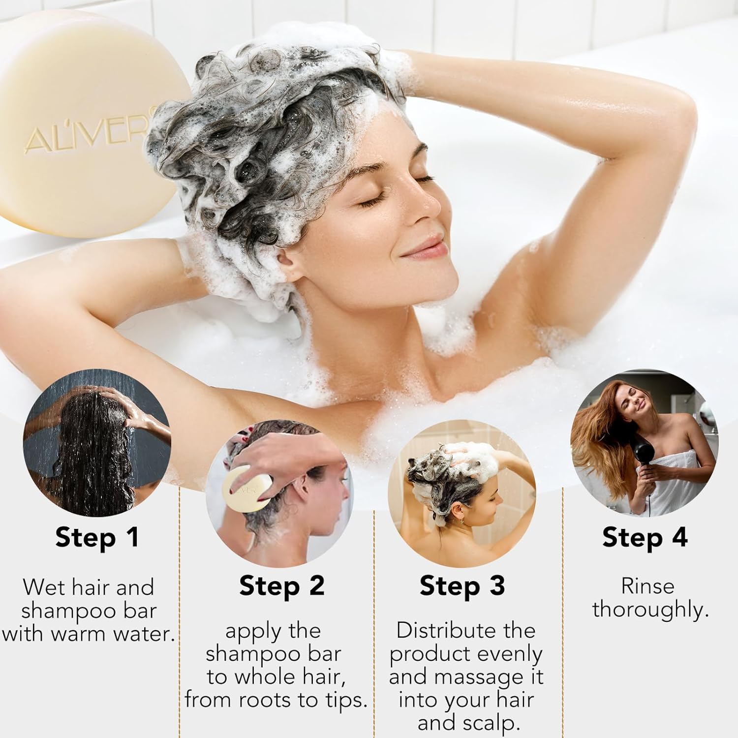 Rice Water Shampoo Bar for Hair Growth, 3.2oz Vegan & All Natural Hair Growth Shampoo Bar, For Hair Growth and Moisturizing,for Dry Damaged Hair,pH Balanced, For all hair types, Easy for Travel - Image 3