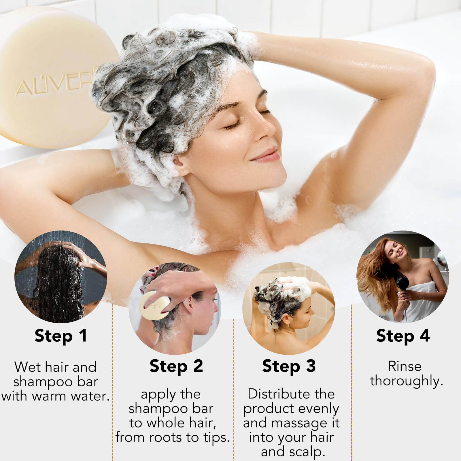 Reis-Shampoo-Riegel – natürlich, pflegend, natürlich, vegan und umweltfreundlich für jedes Haarwachstum, feuchtigkeitsspendend