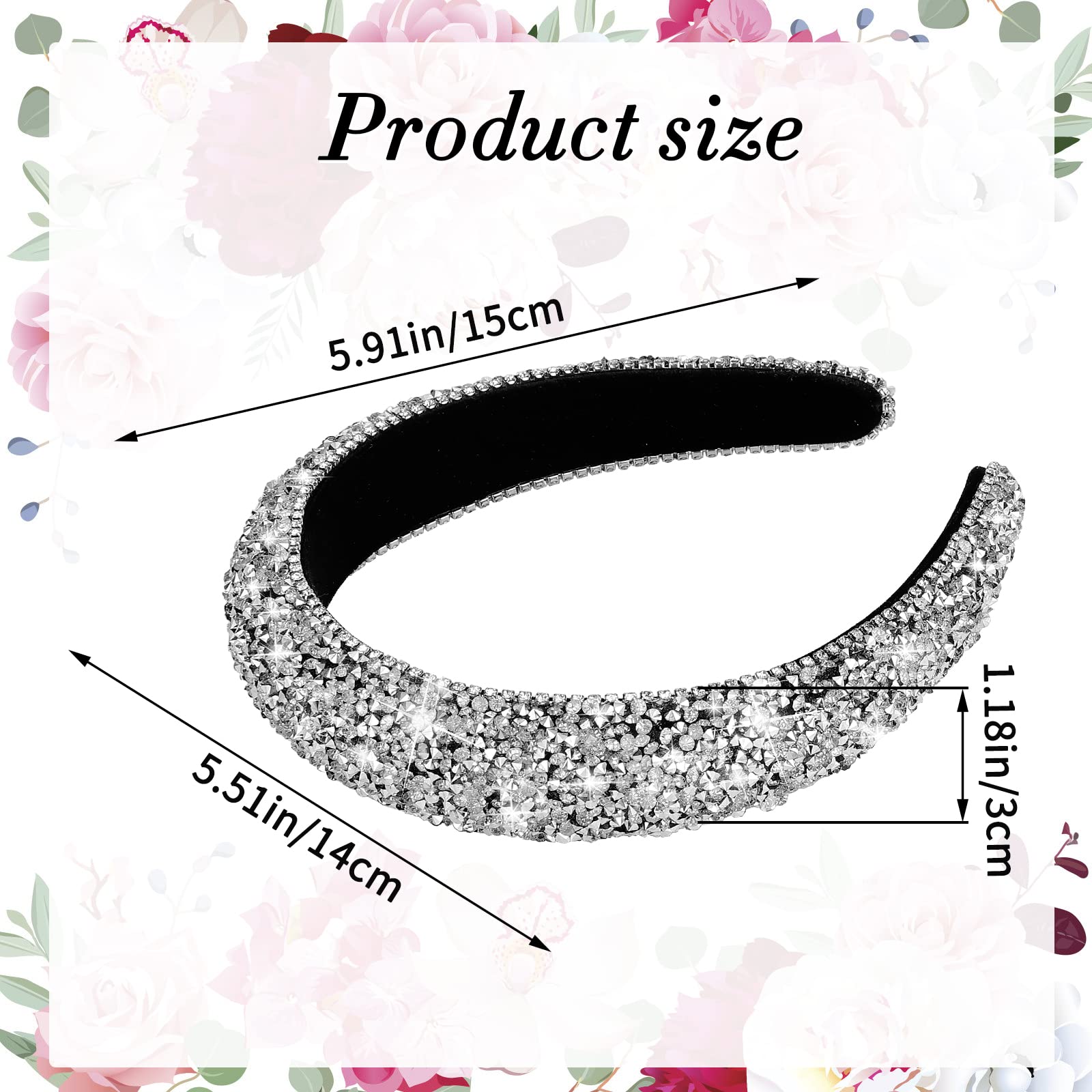 Waydress 4 Pieces Rhinestone Headband For Women Glitter Sparkly Rhinestone Hairbands Bling Diamond Crystal Headwear For Women Girls Hair Accessories Birthday Wedding Gifts(Simple Color