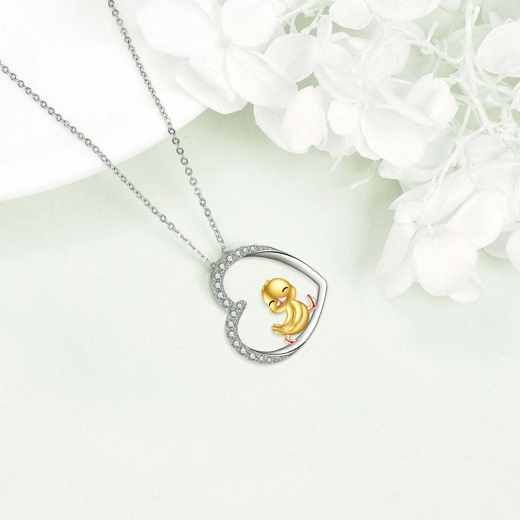 URONE Pingüino/lobo/cerdo/zorro/perezoso/gato/elefante collar de plata de ley 925 colgante de animales joyas regalos para mujeres madre novia niña, 0.80*0.83 Zoll (Pendel) + 18 + 2 Zoll (Kette), Plata
