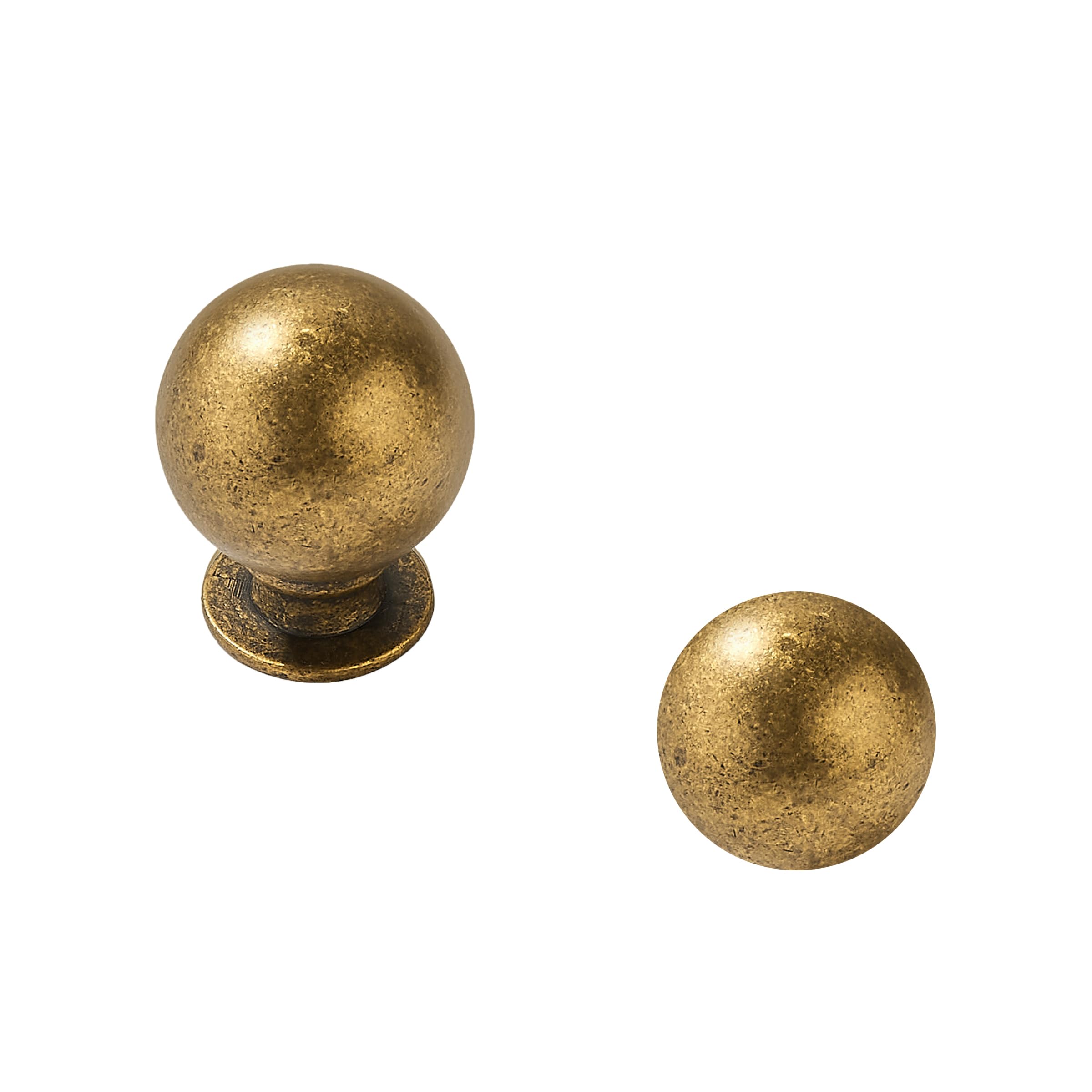 khtmeware 10 Pack 1 Inch Vintage Antique Brass Cabinet Knobs Aged Brass Small Ball Kitchen Cabinet Hardware Drawer Knobs Pulls for Drawers.