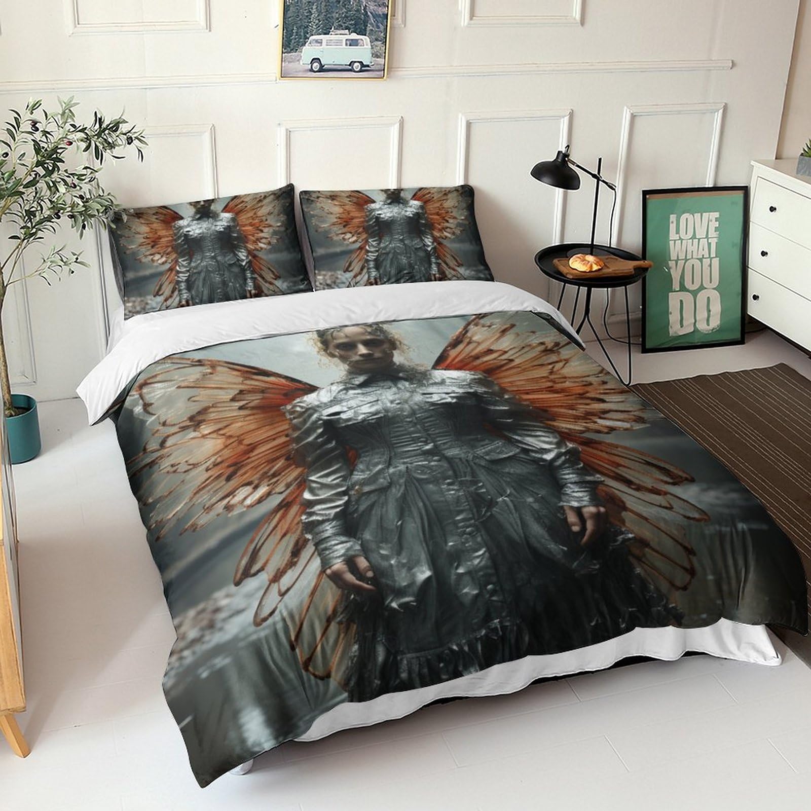 Parure de lit 3D papillon pour chambre d'enfant et ado motif ailes d'anges
